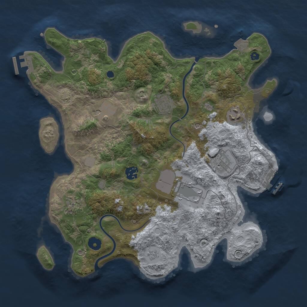 Rust Map: Procedural Map, Size: 3500, Seed: 689249292, 13 Monuments