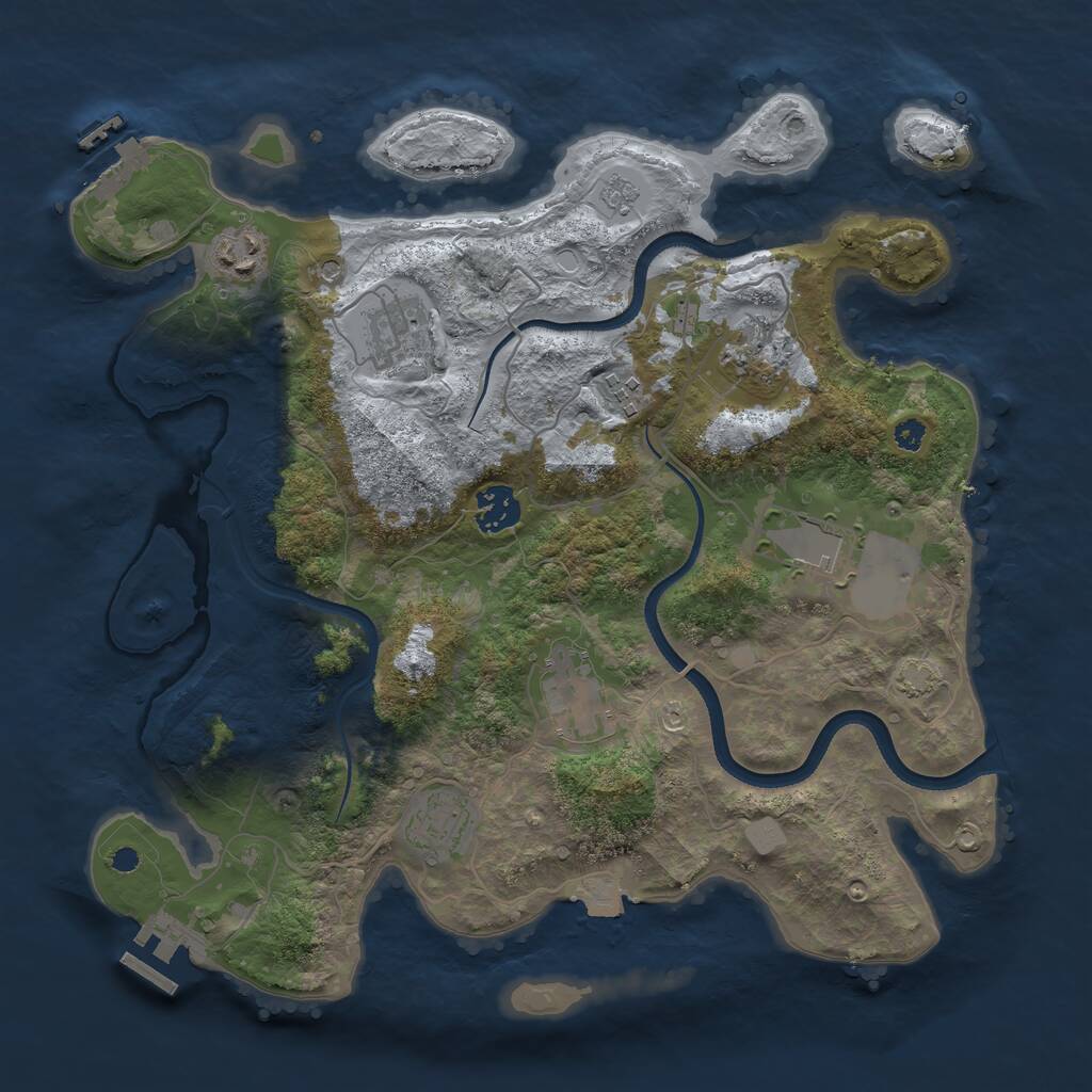 Rust Map: Procedural Map, Size: 3500, Seed: 77215590, 14 Monuments