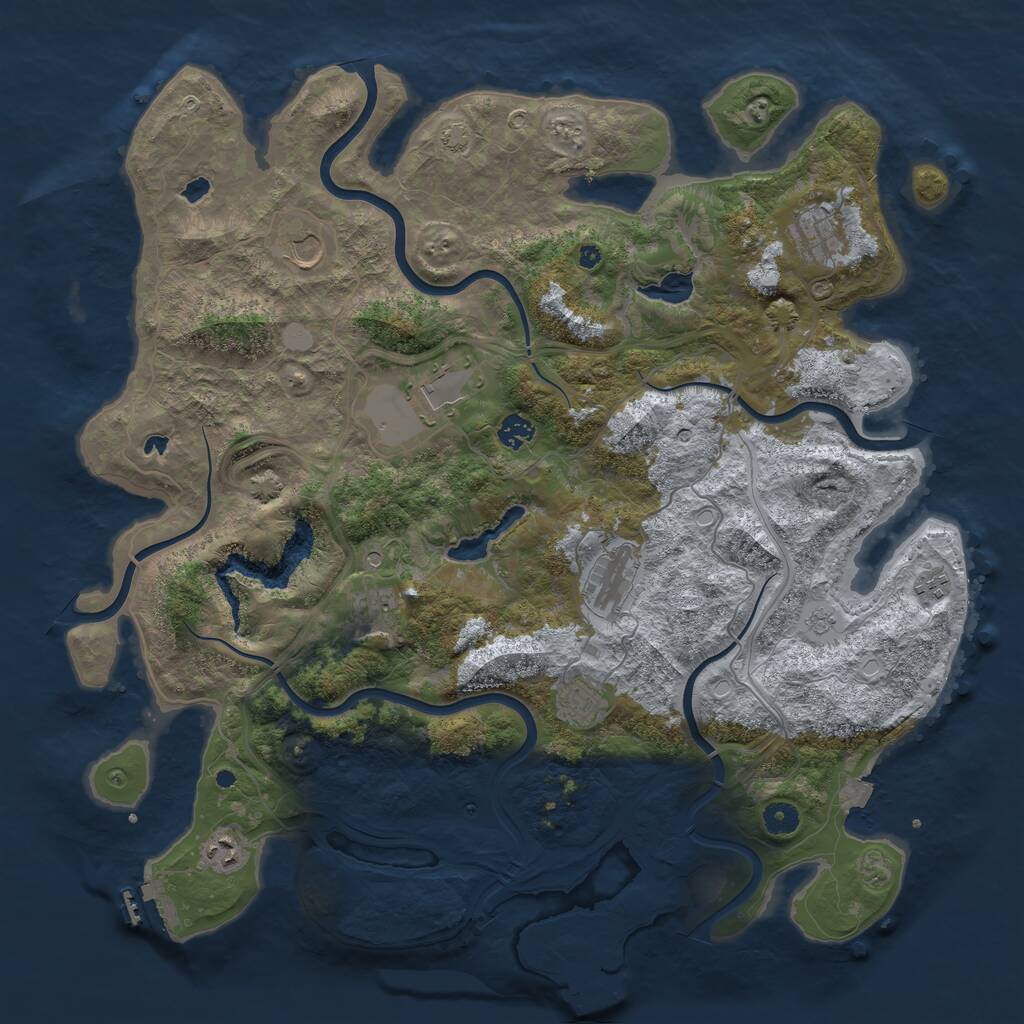 Rust Map: Procedural Map, Size: 4500, Seed: 841650930, 15 Monuments