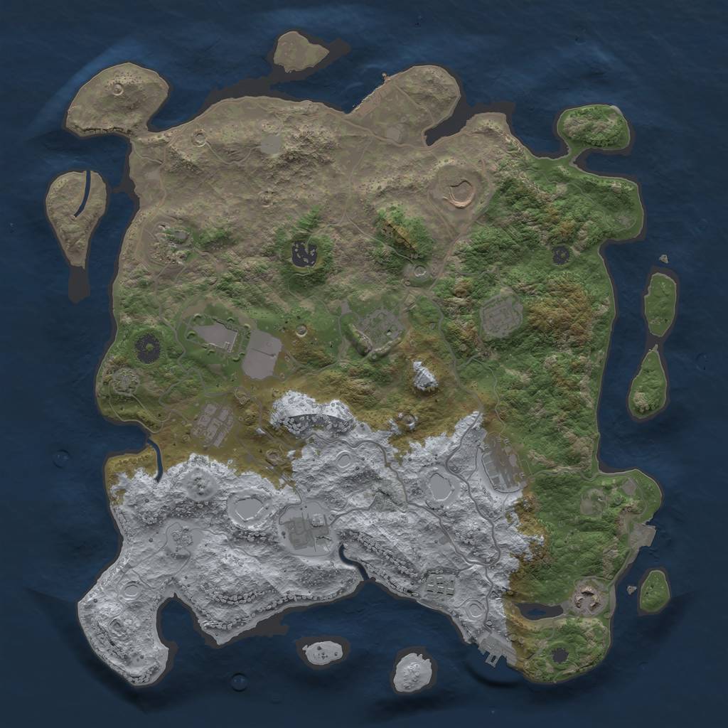 Rust Map: Procedural Map, Size: 4000, Seed: 645342, 19 Monuments
