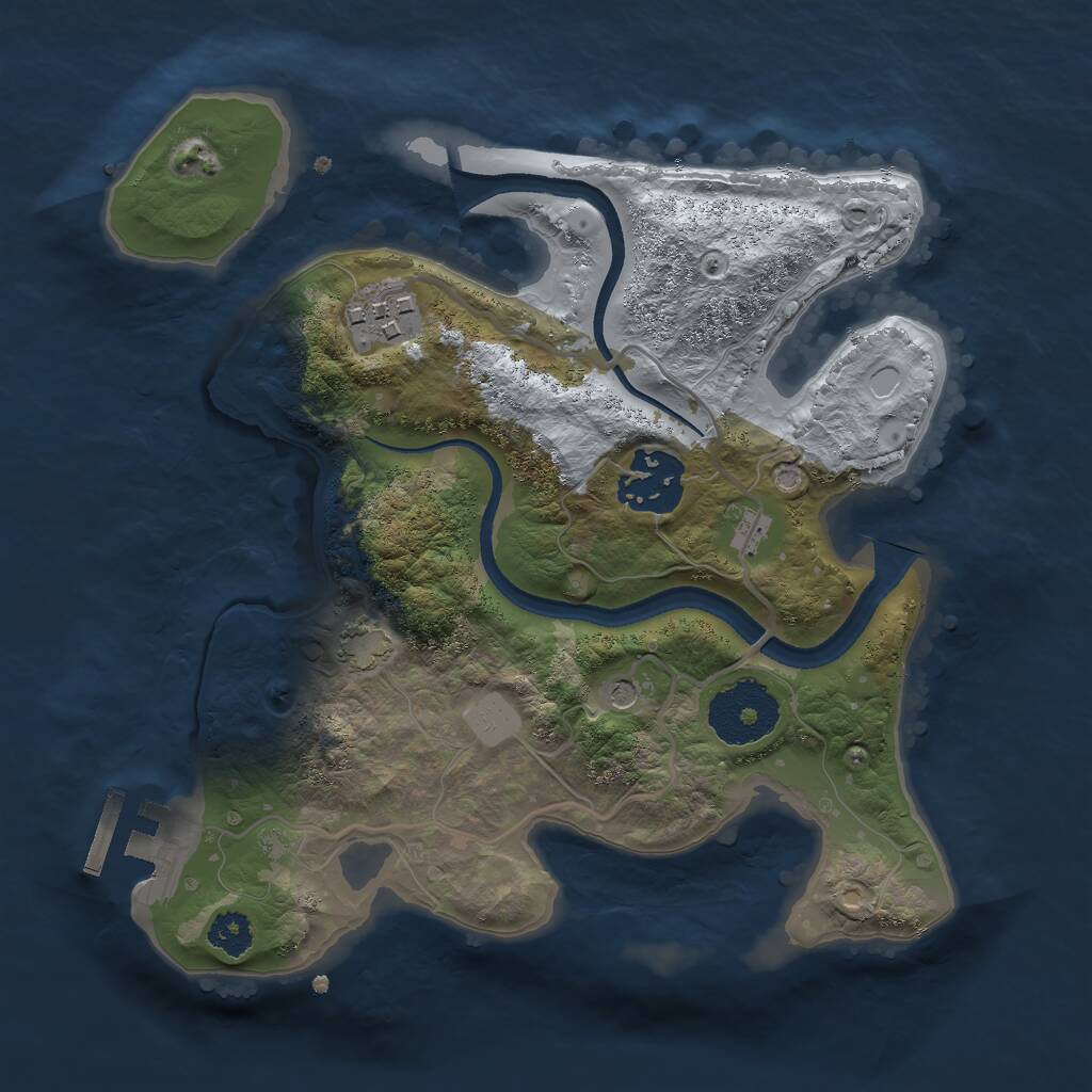 Rust Map: Procedural Map, Size: 2500, Seed: 564286, 6 Monuments