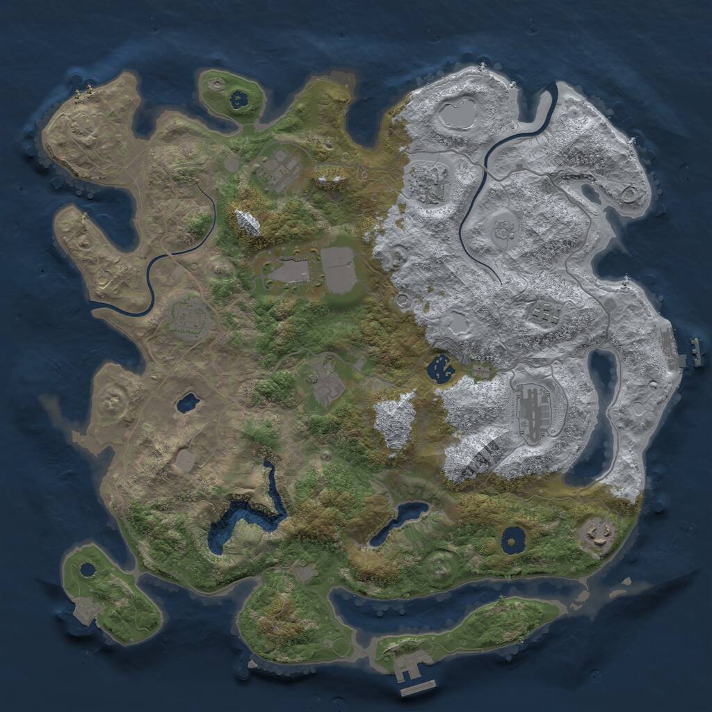 Rust Map: Procedural Map, Size: 4000, Seed: 1291631455, 15 Monuments