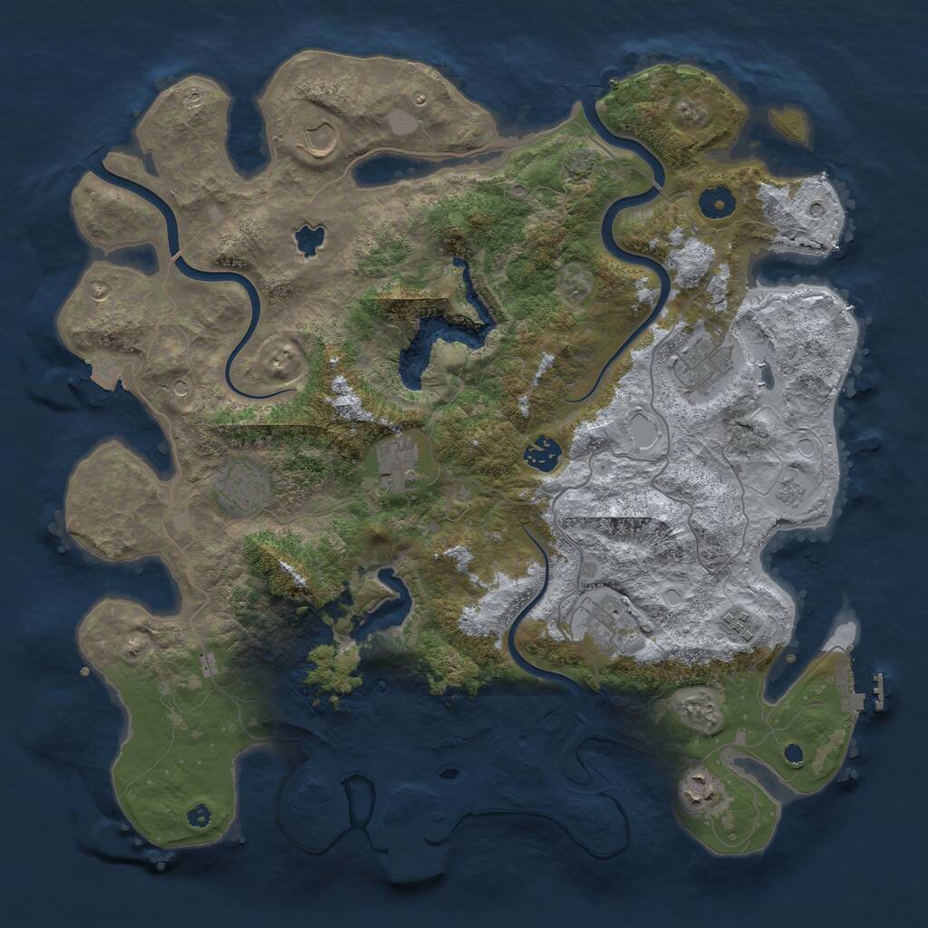 Rust Map: Procedural Map, Size: 4000, Seed: 744831426, 14 Monuments