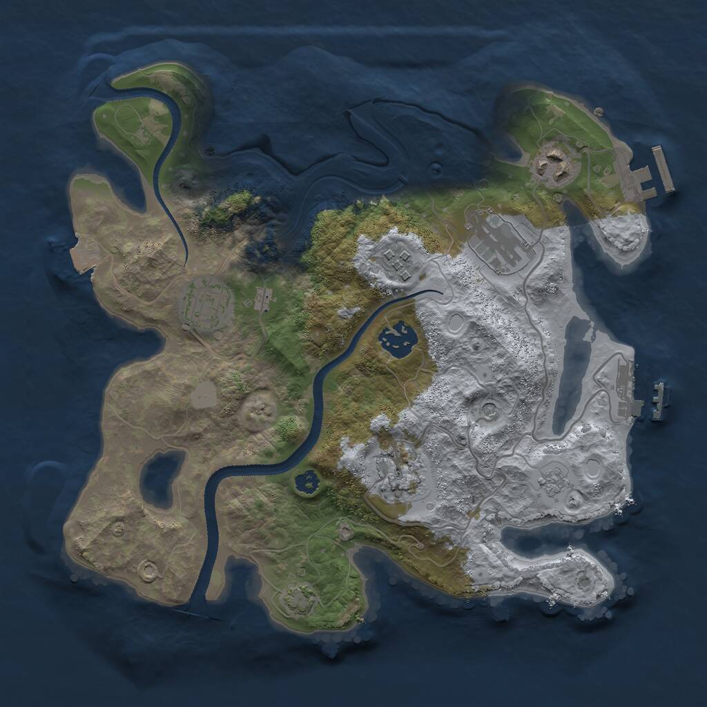 Rust Map: Procedural Map, Size: 3000, Seed: 79135, 12 Monuments