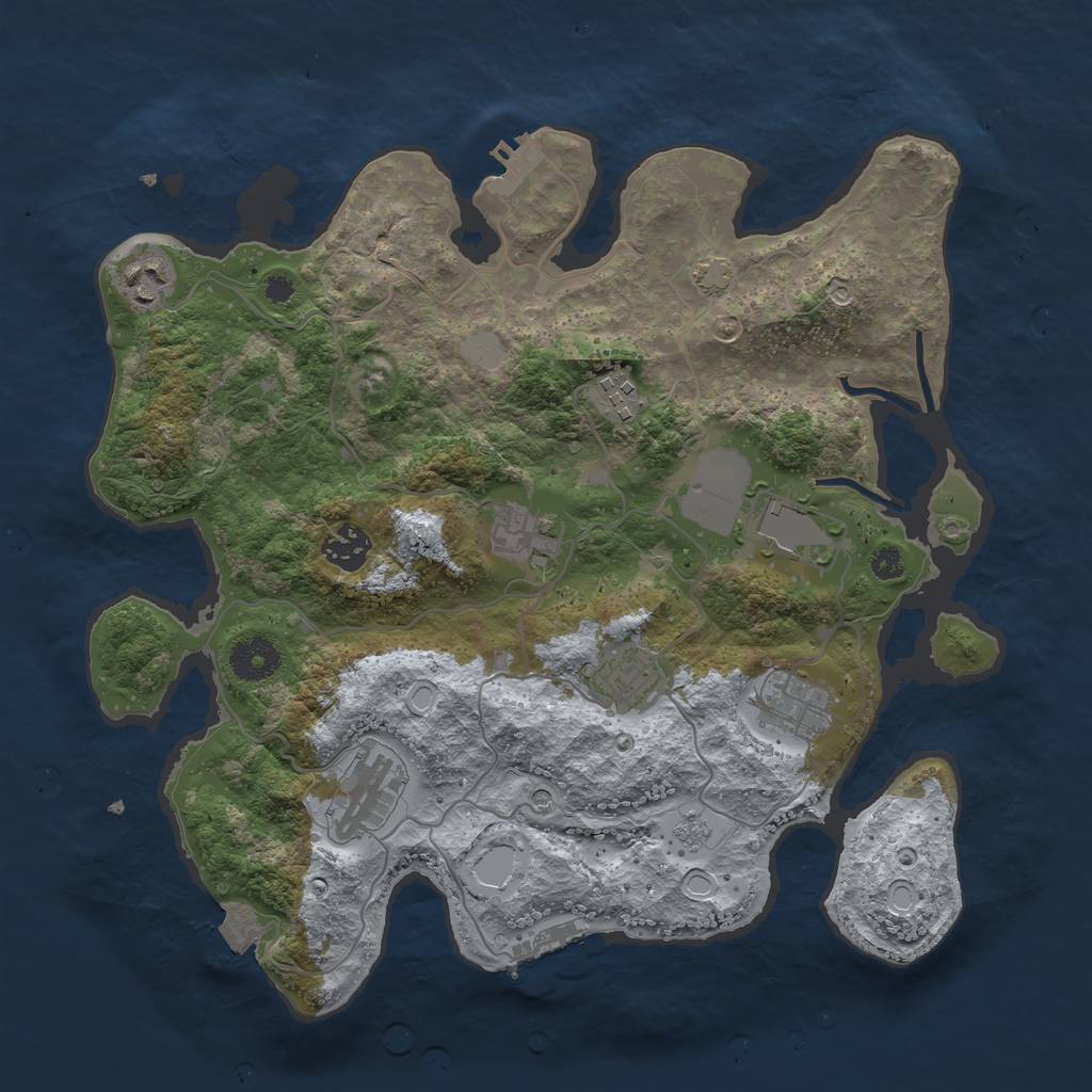 Rust Map: Procedural Map, Size: 3500, Seed: 1648559603, 16 Monuments