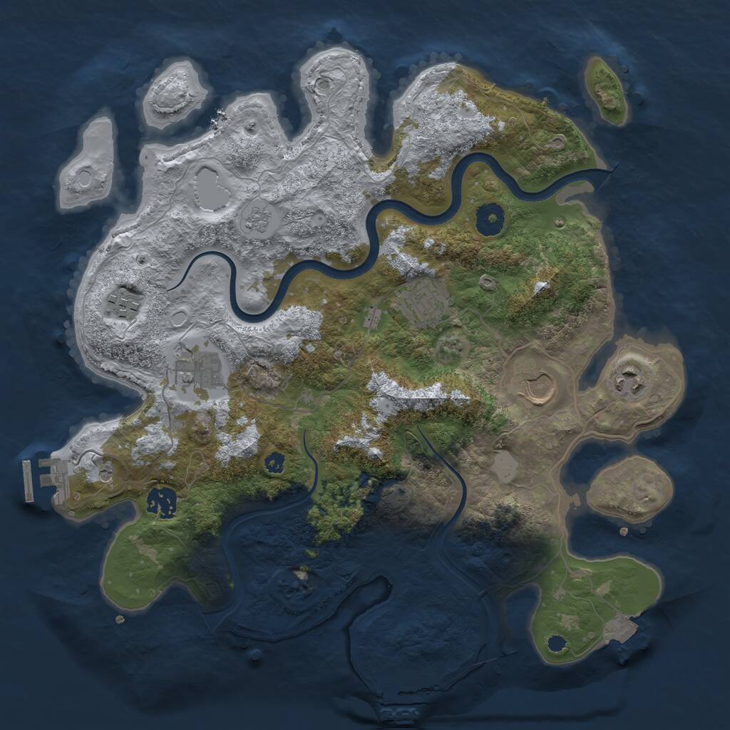 Rust Map: Procedural Map, Size: 3500, Seed: 645631, 12 Monuments