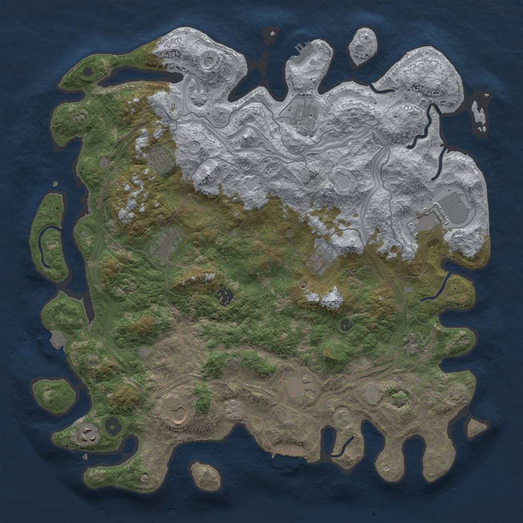 Rust Map: Procedural Map, Size: 4500, Seed: 1323940707, 19 Monuments