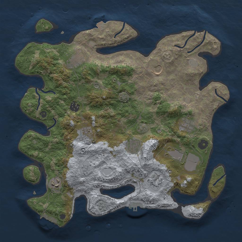 Rust Map: Procedural Map, Size: 3700, Seed: 1082662898, 18 Monuments