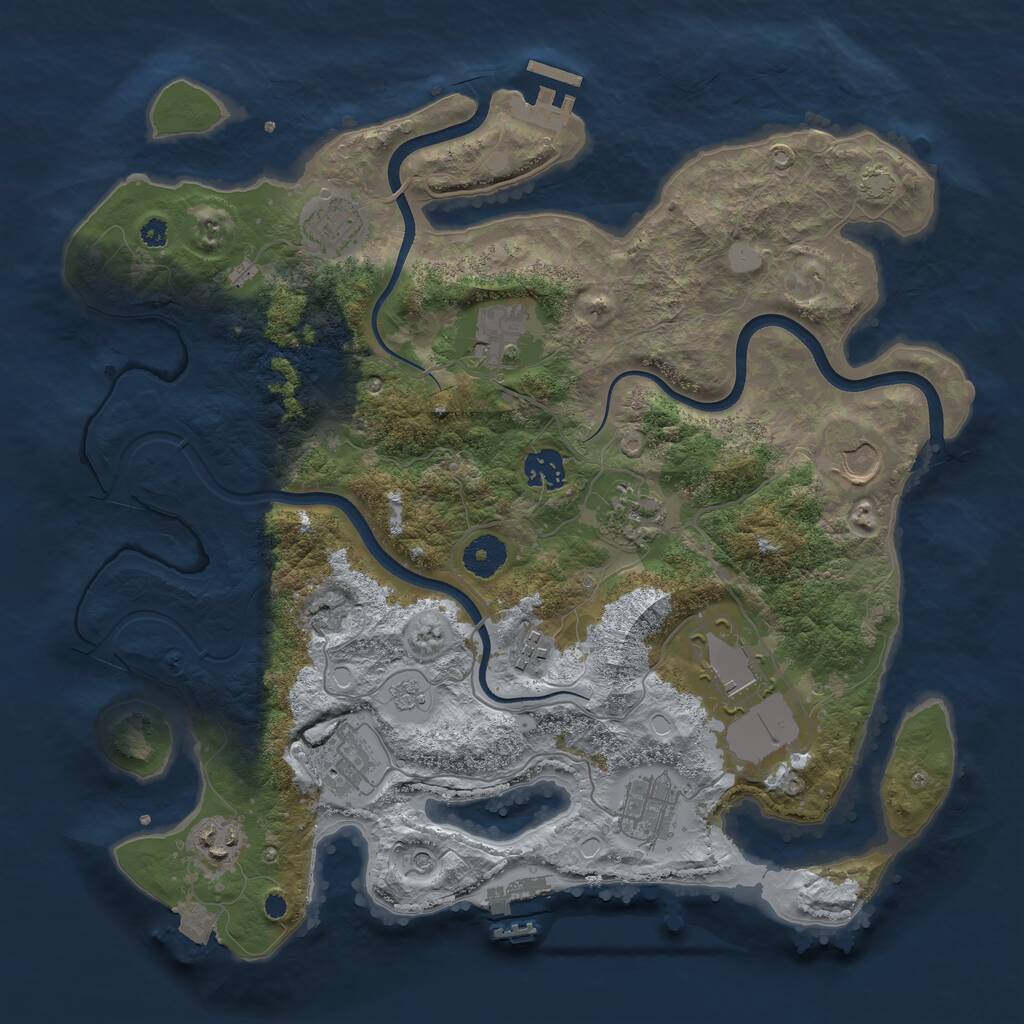 Rust Map: Procedural Map, Size: 3700, Seed: 1082662898, 16 Monuments