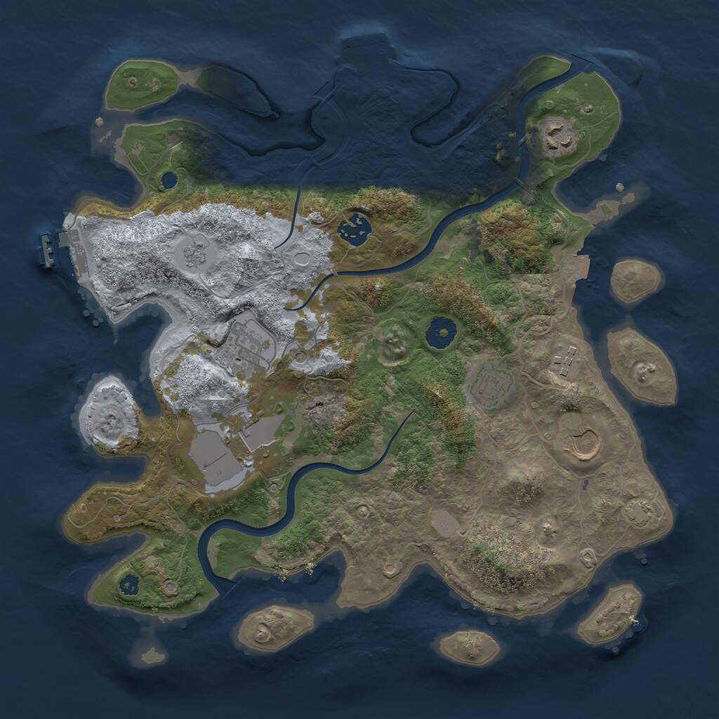 Rust Map: Procedural Map, Size: 3500, Seed: 757811286, 13 Monuments