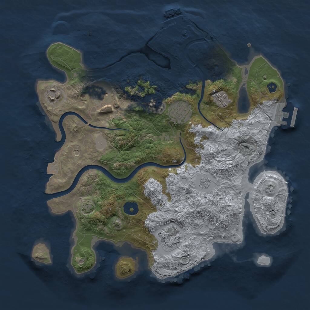 Rust Map: Procedural Map, Size: 3200, Seed: 44, 11 Monuments