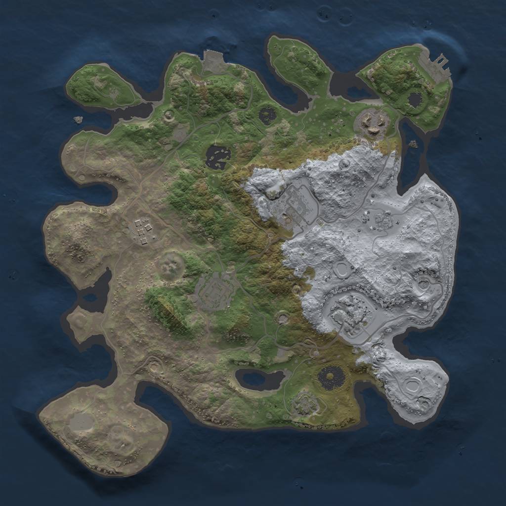 Rust Map: Procedural Map, Size: 3000, Seed: 1210327513, 13 Monuments