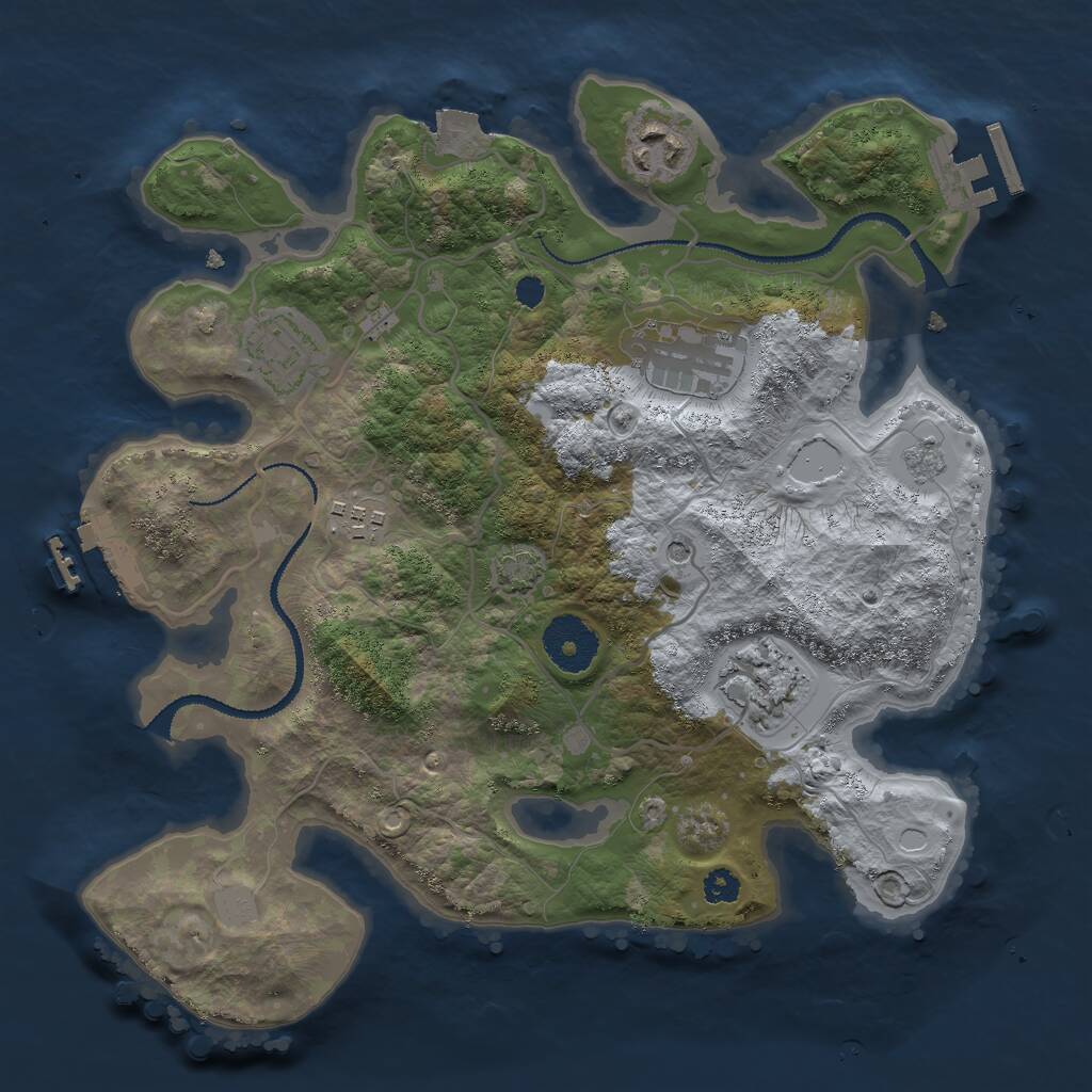 Rust Map: Procedural Map, Size: 3000, Seed: 1210327513, 11 Monuments