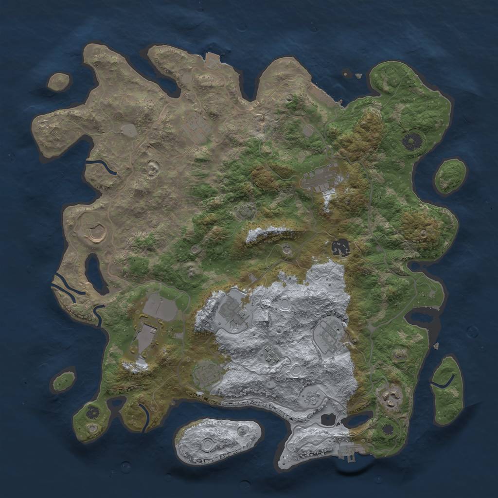 Rust Map: Procedural Map, Size: 4000, Seed: 1441217420, 18 Monuments