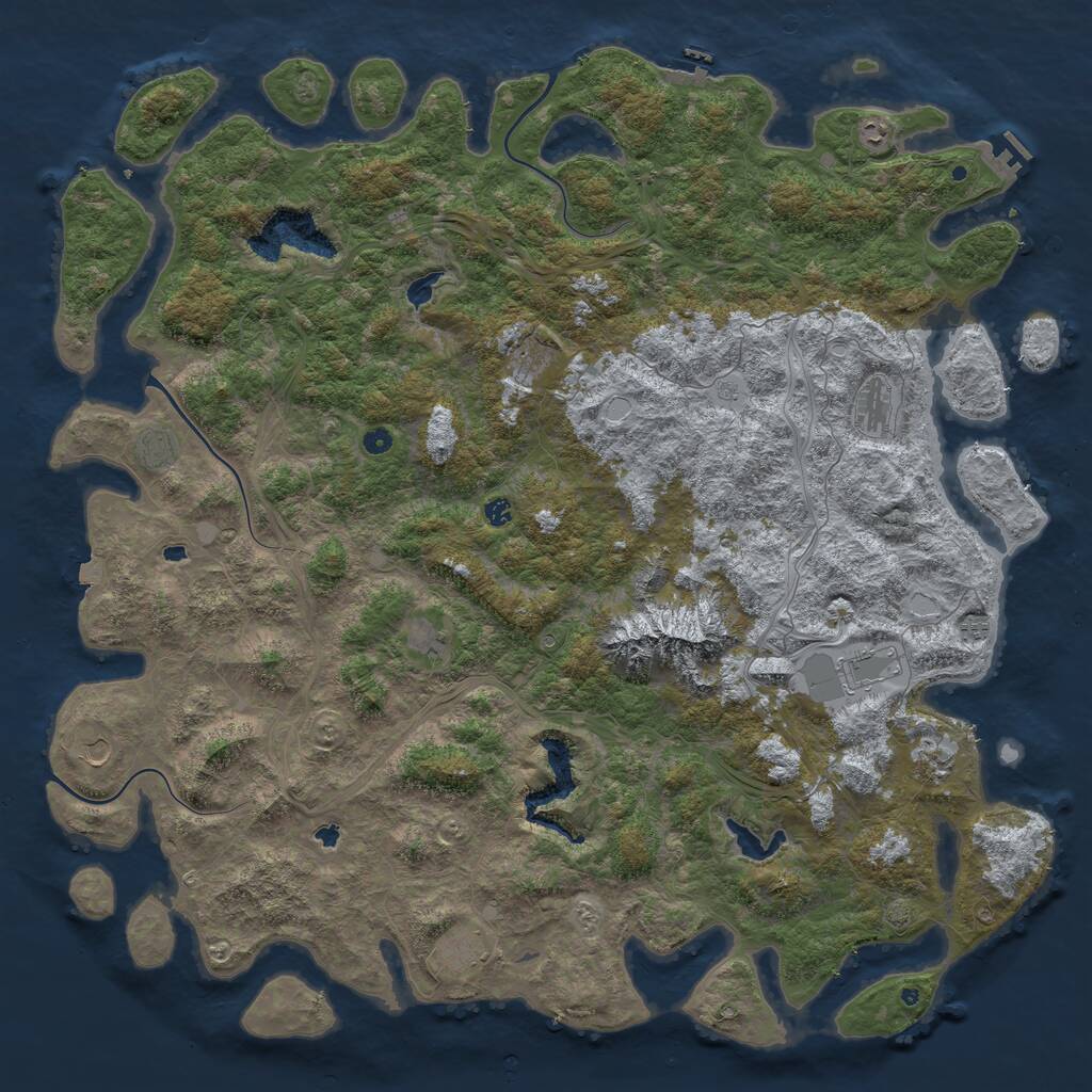 Rust Map: Procedural Map, Size: 6000, Seed: 530735634, 17 Monuments