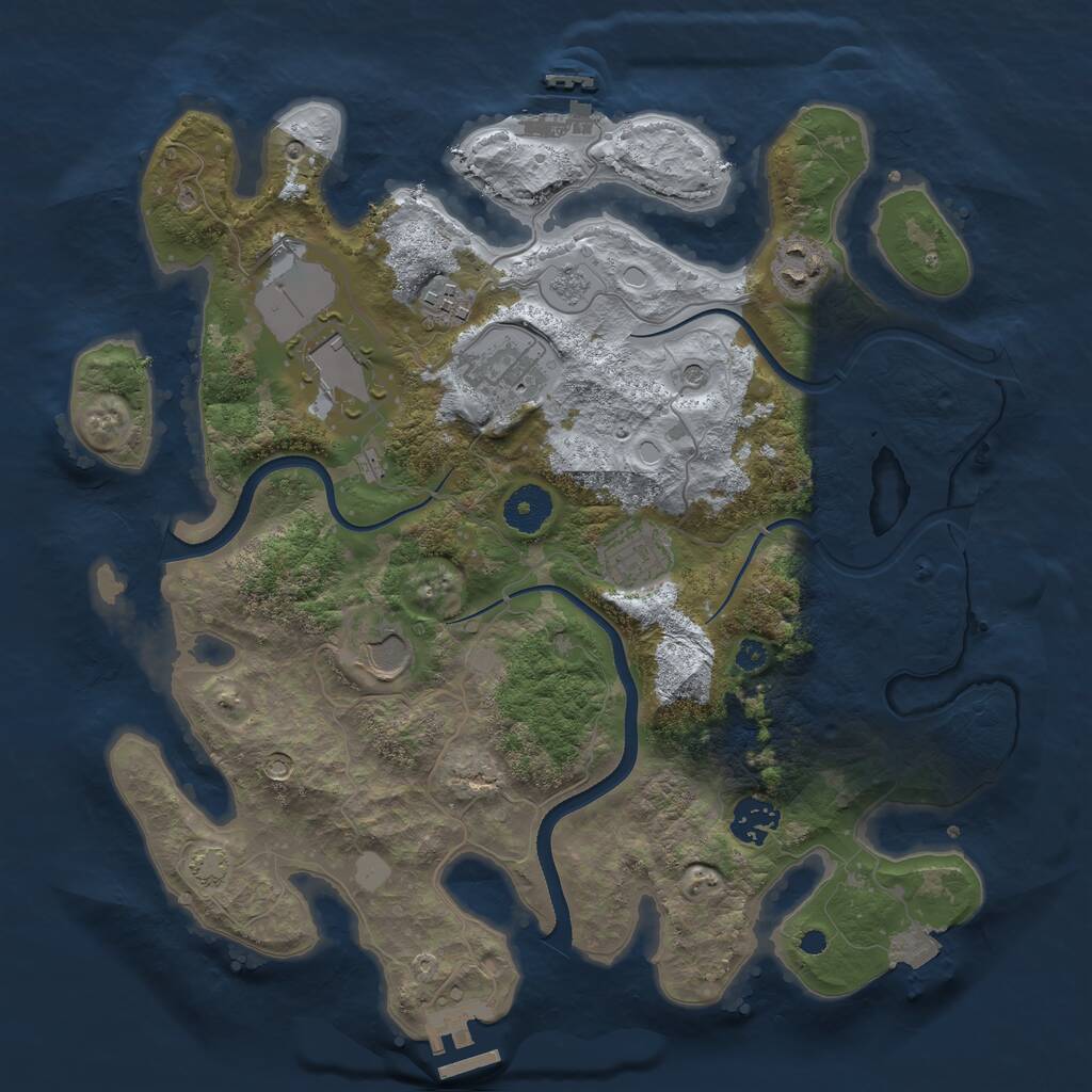 Rust Map: Procedural Map, Size: 3500, Seed: 1398986186, 13 Monuments