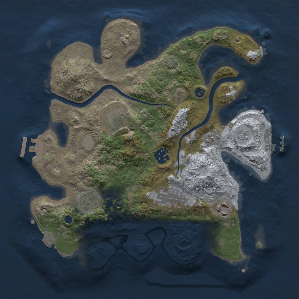 Rust Map: Procedural Map, Size: 3000, Seed: 1237896891, 12 Monuments