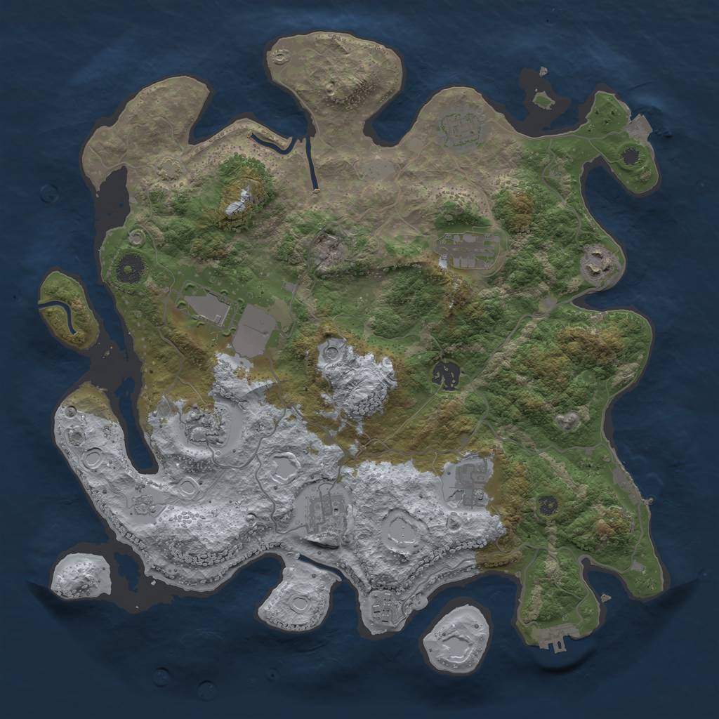 Rust Map: Procedural Map, Size: 3750, Seed: 488596360, 17 Monuments
