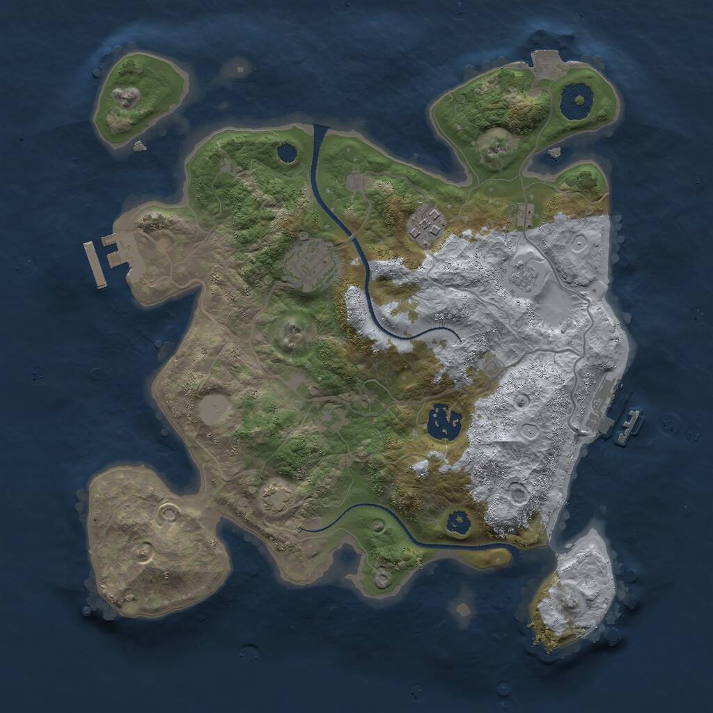 Rust Map: Procedural Map, Size: 3000, Seed: 647065286, 8 Monuments