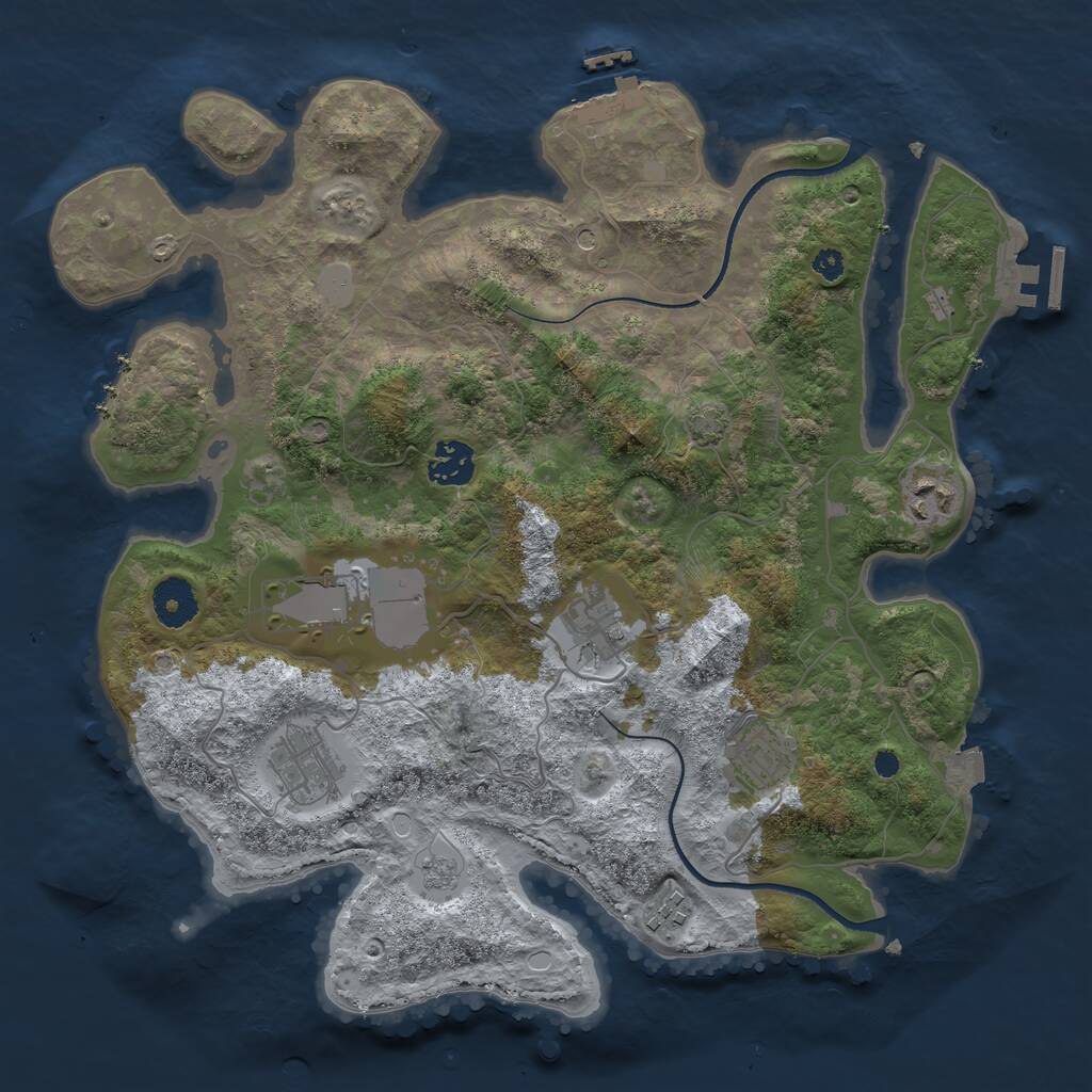 Rust Map: Procedural Map, Size: 3500, Seed: 26544167, 13 Monuments