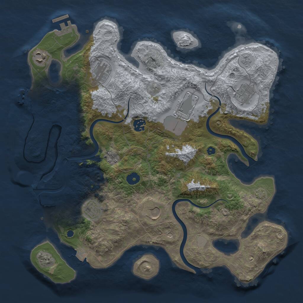 Rust Map: Procedural Map, Size: 3600, Seed: 271336651, 14 Monuments