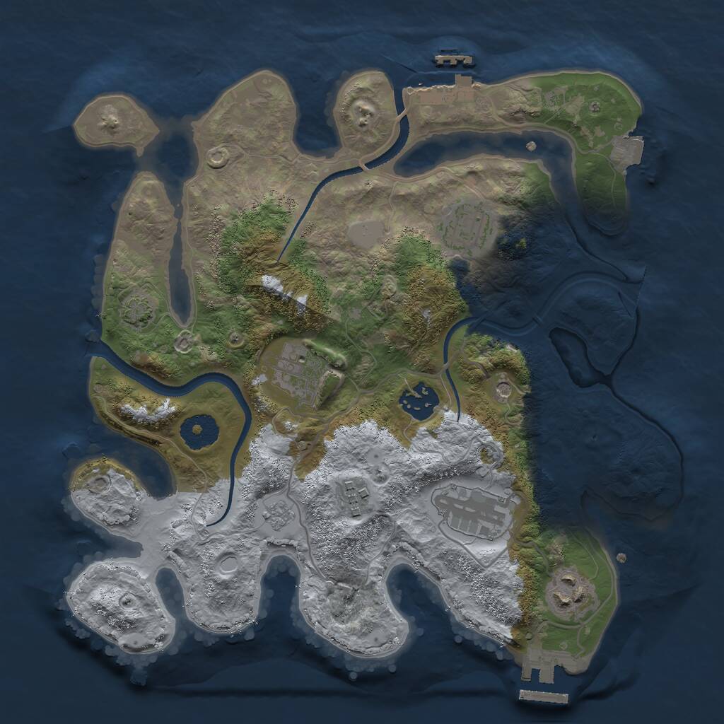 Rust Map: Procedural Map, Size: 3000, Seed: 1324412879, 12 Monuments