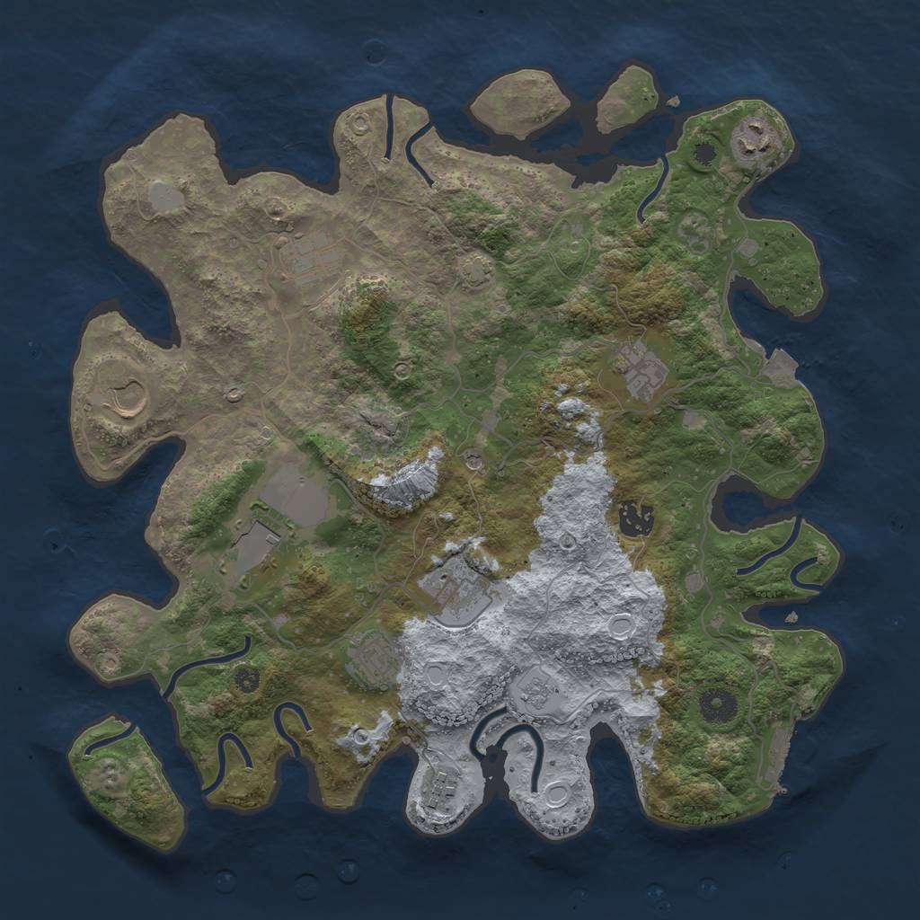 Rust Map: Procedural Map, Size: 3700, Seed: 922842996, 16 Monuments