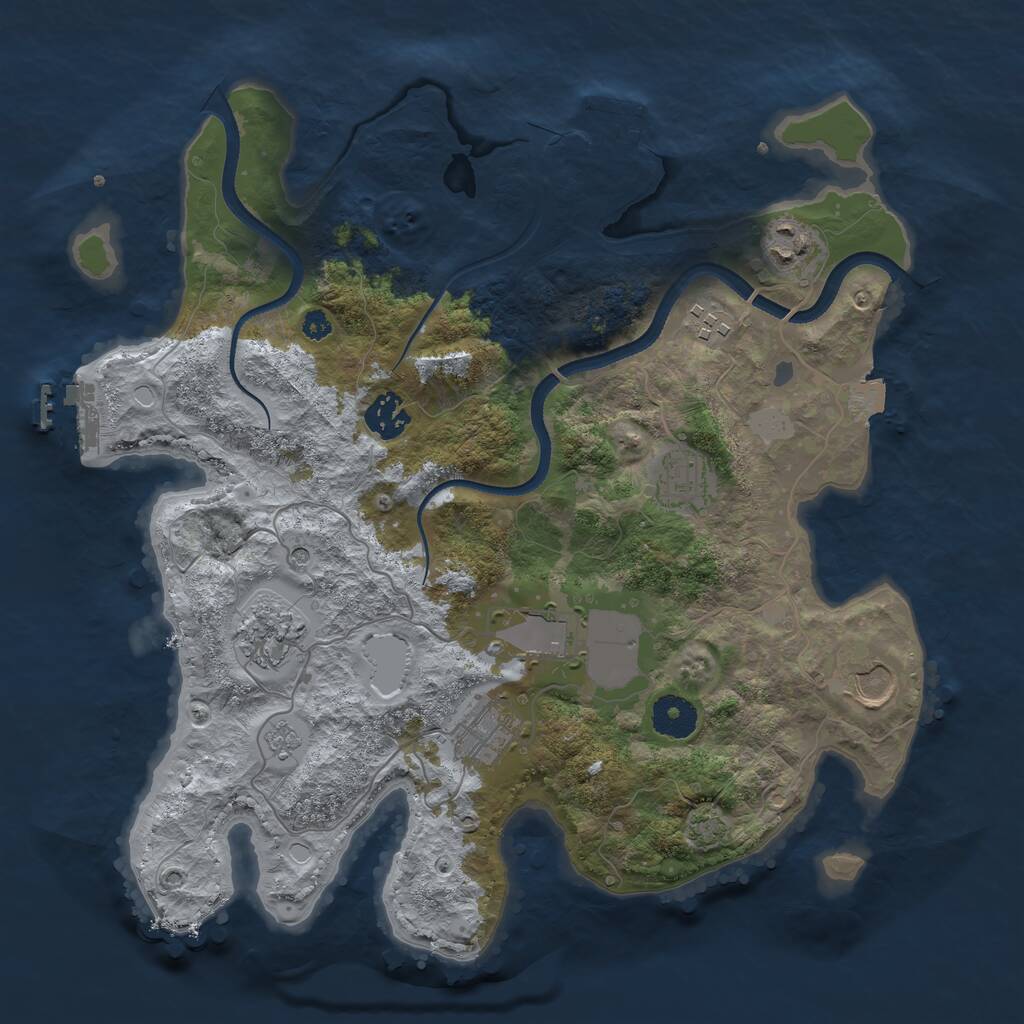 Rust Map: Procedural Map, Size: 3500, Seed: 1356244387, 14 Monuments