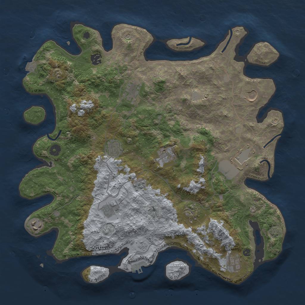 Rust Map: Procedural Map, Size: 4000, Seed: 1819729632, 18 Monuments