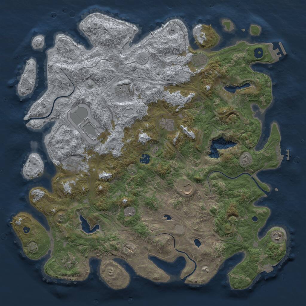 Rust Map: Procedural Map, Size: 4550, Seed: 1253783549, 16 Monuments