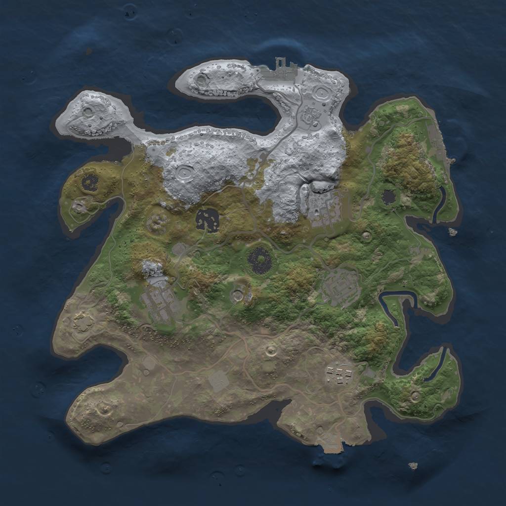 Rust Map: Procedural Map, Size: 3000, Seed: 21483647, 13 Monuments