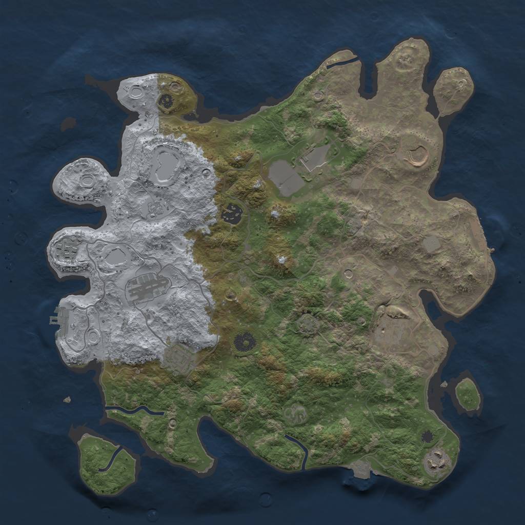 Rust Map: Procedural Map, Size: 3800, Seed: 1089591547, 16 Monuments