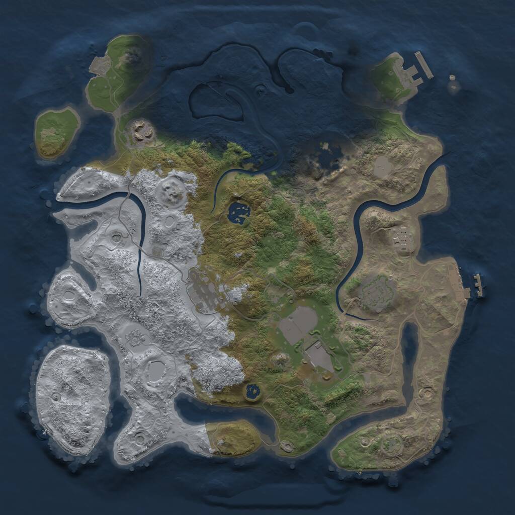 Rust Map: Procedural Map, Size: 3500, Seed: 248523479, 13 Monuments
