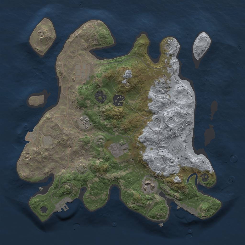 Rust Map: Procedural Map, Size: 3000, Seed: 20569, 14 Monuments