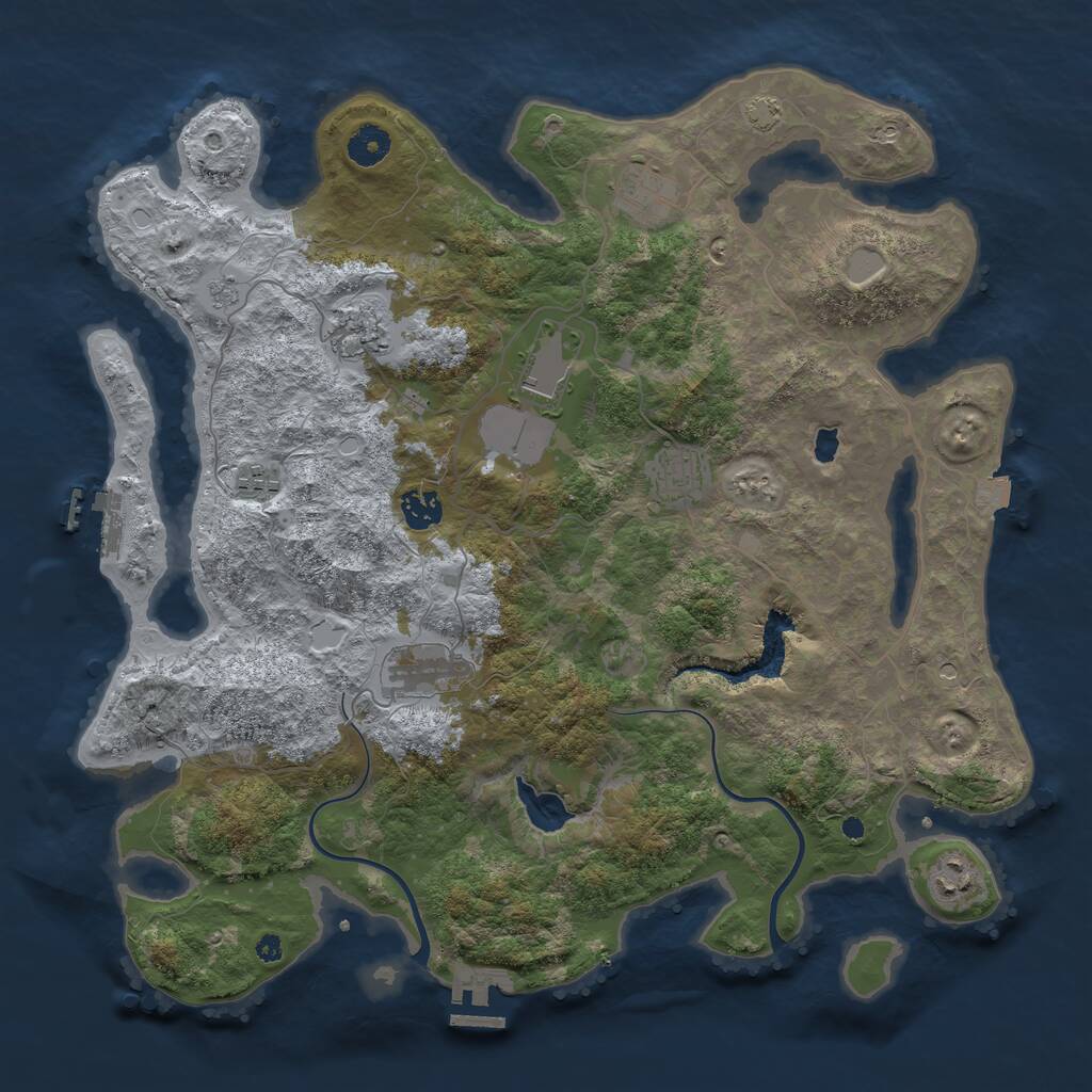 Rust Map: Procedural Map, Size: 4000, Seed: 1983871235, 14 Monuments