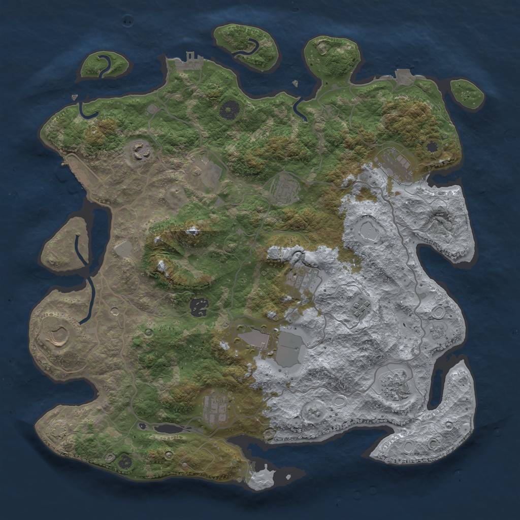 Rust Map: Procedural Map, Size: 4000, Seed: 1793624433, 19 Monuments