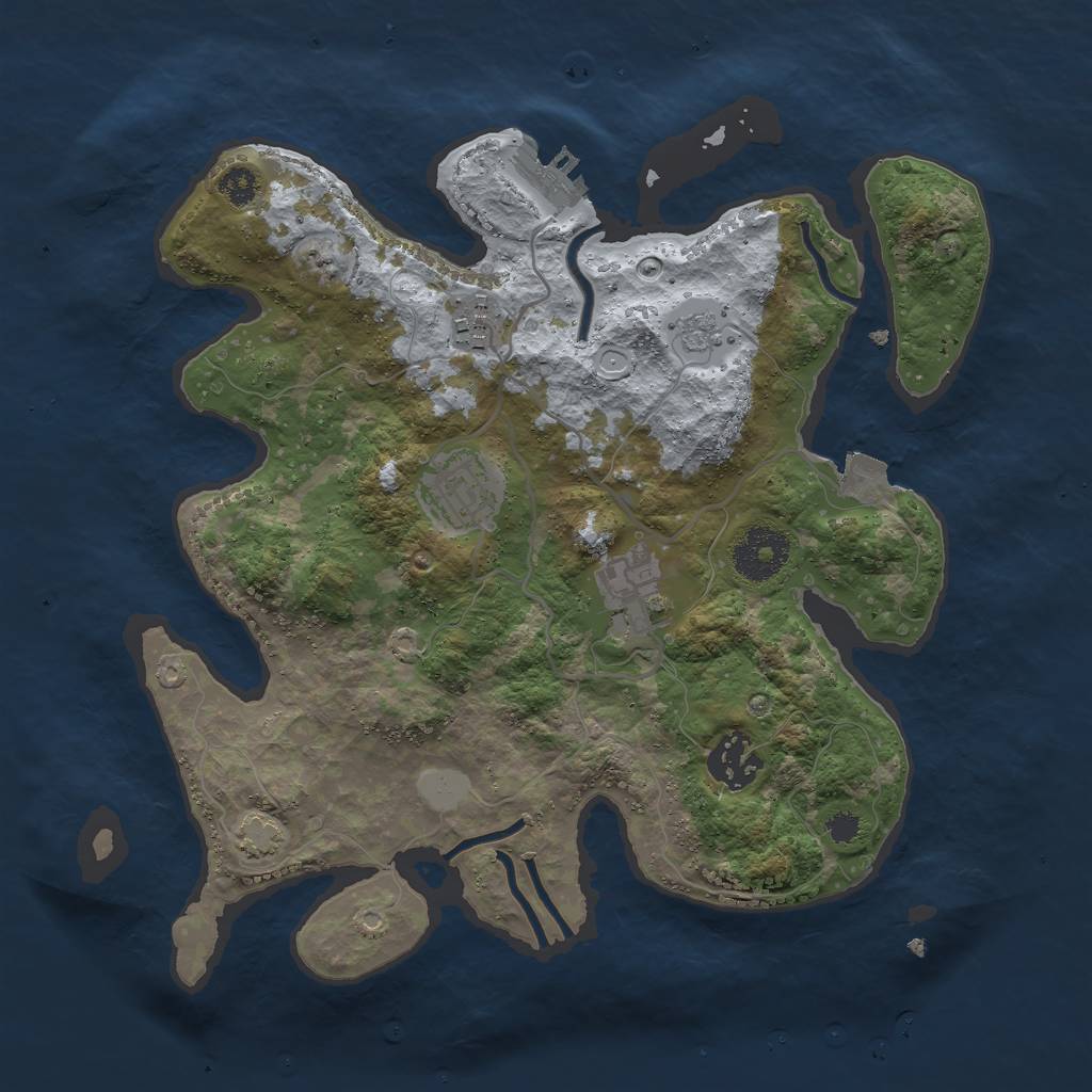 Rust Map: Procedural Map, Size: 3000, Seed: 965385678, 10 Monuments
