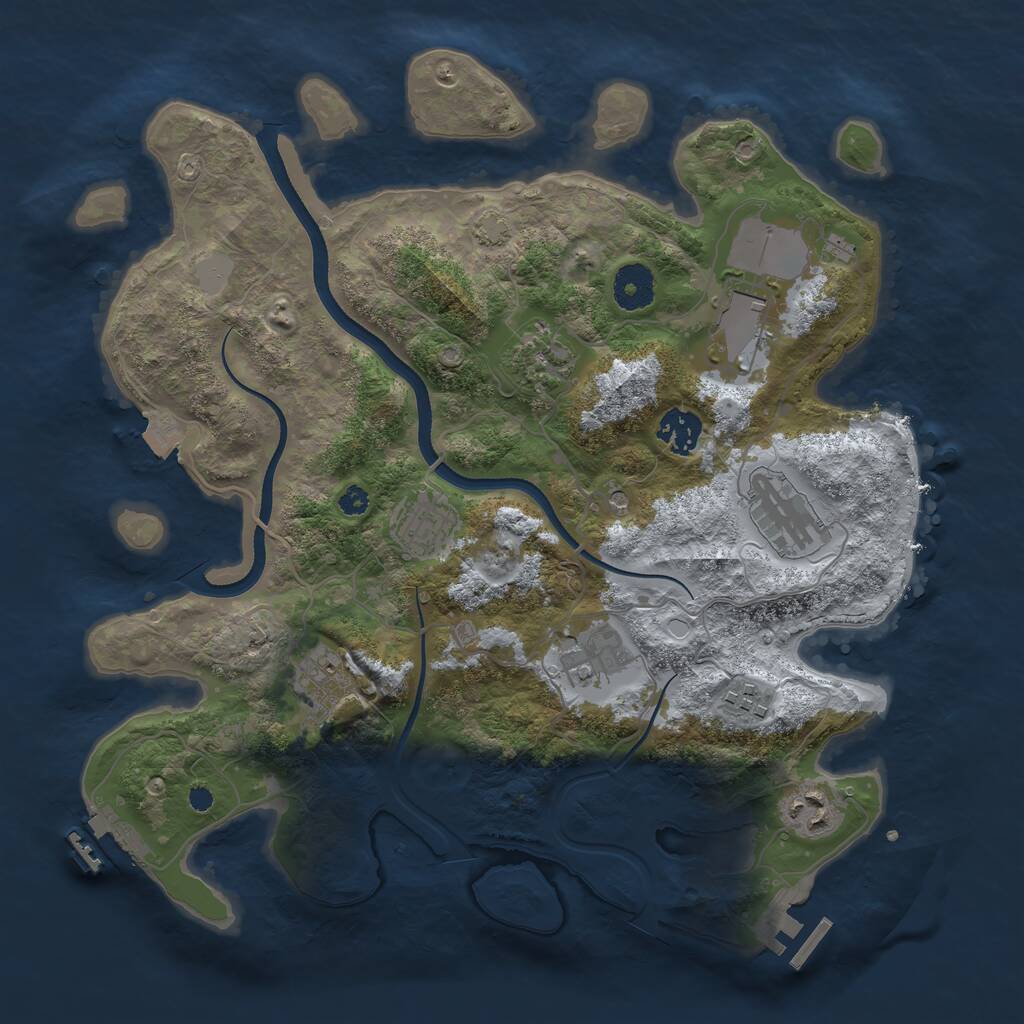 Rust Map: Procedural Map, Size: 3500, Seed: 12223, 14 Monuments