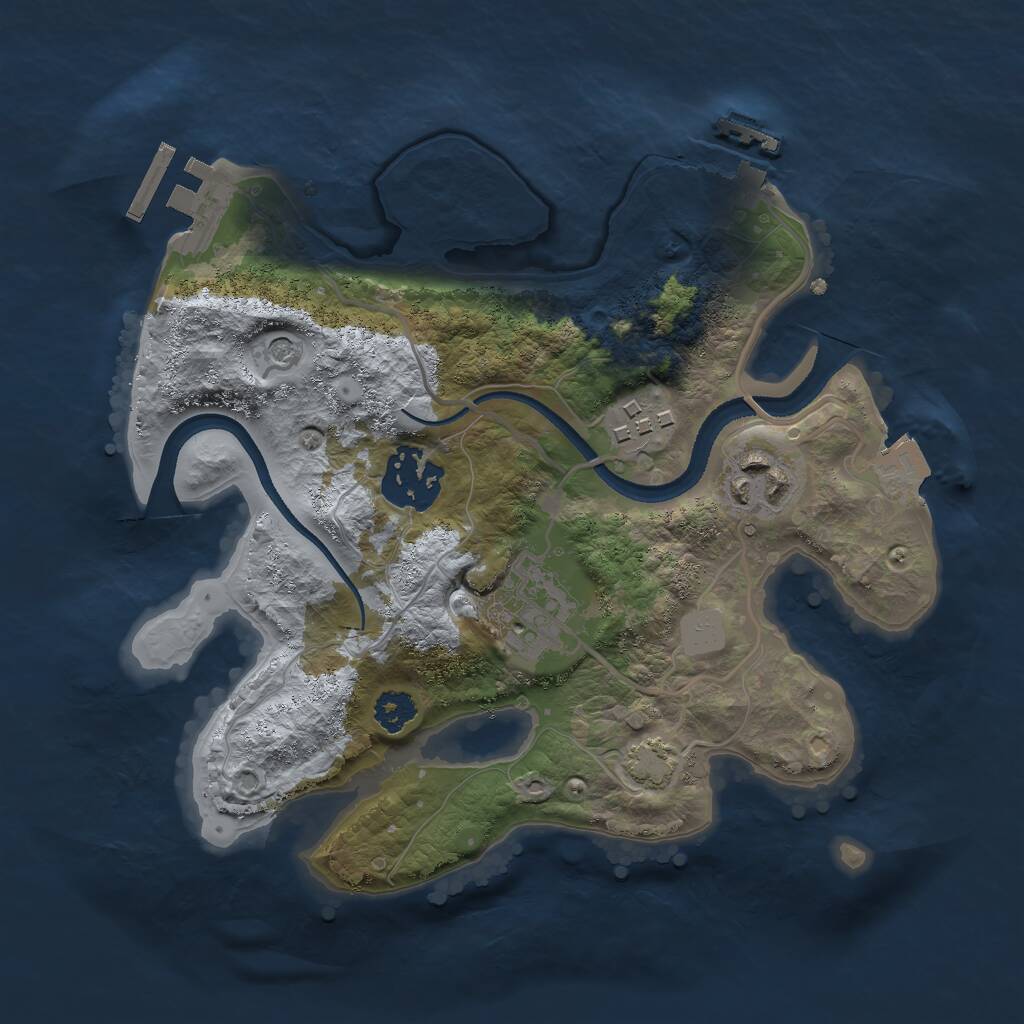 Rust Map: Procedural Map, Size: 2500, Seed: 1286055053, 9 Monuments