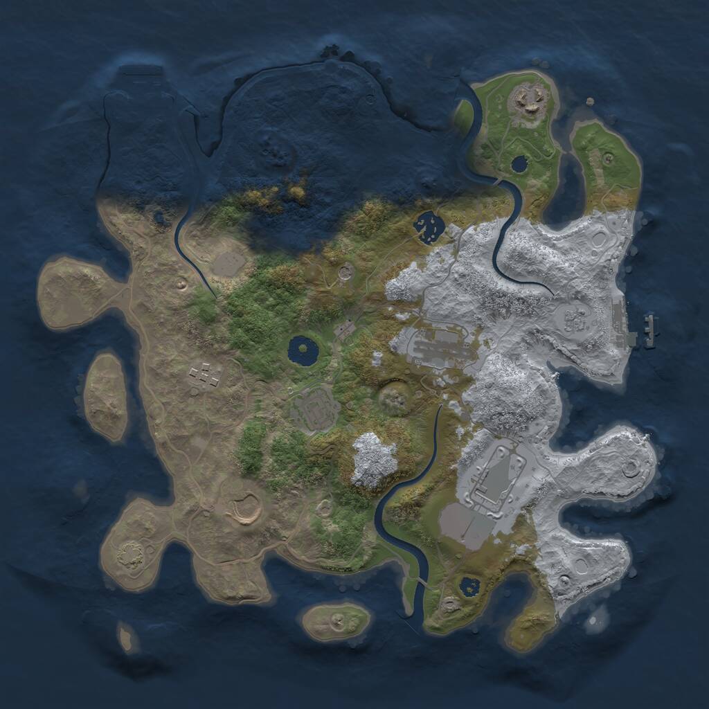 Rust Map: Procedural Map, Size: 3500, Seed: 42527, 13 Monuments