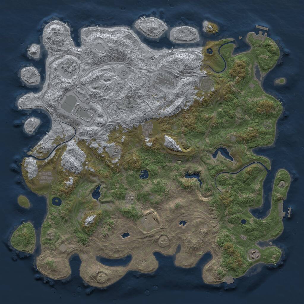 Rust Map: Procedural Map, Size: 4850, Seed: 1098318591, 16 Monuments
