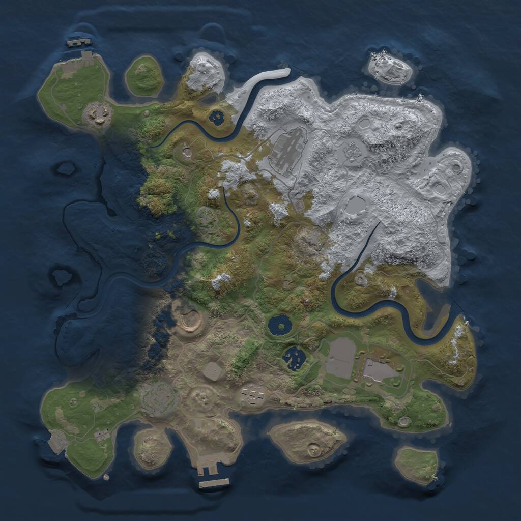 Rust Map: Procedural Map, Size: 3500, Seed: 923104749, 13 Monuments