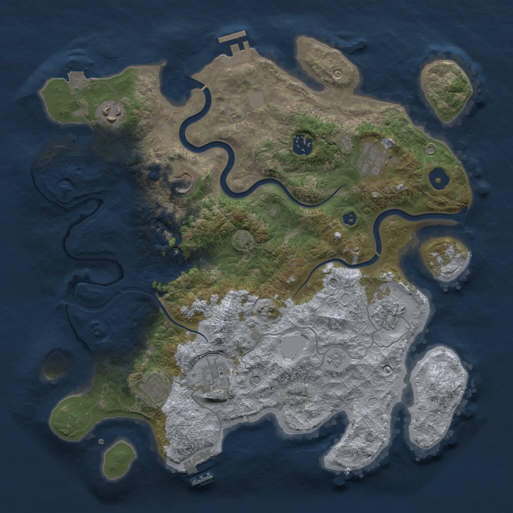 Rust Map: Procedural Map, Size: 3700, Seed: 2058321294, 14 Monuments