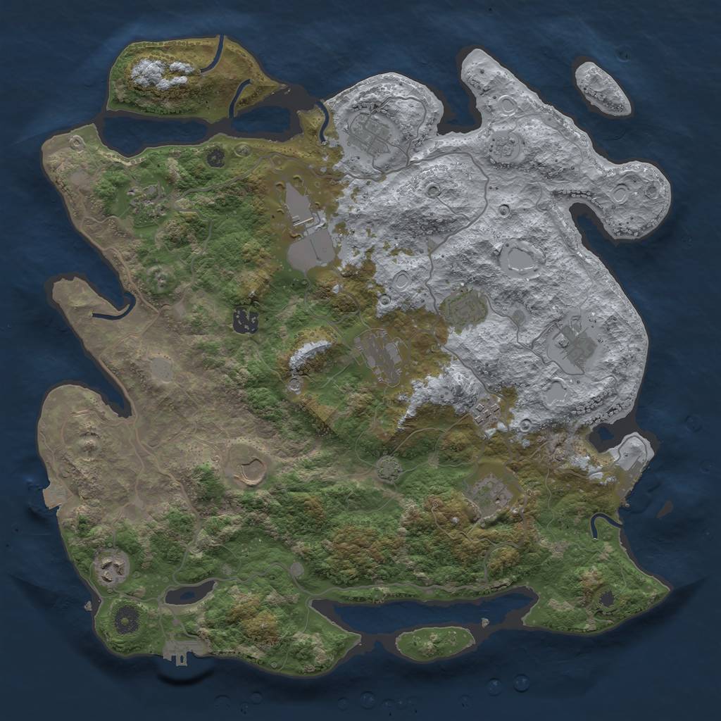 Rust Map: Procedural Map, Size: 4000, Seed: 1121699574, 19 Monuments