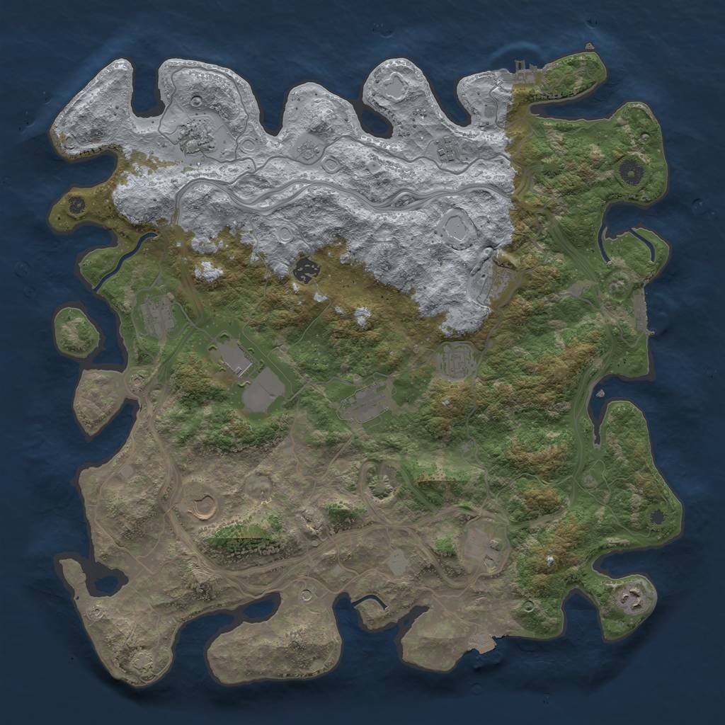 Rust Map: Procedural Map, Size: 4400, Seed: 52995, 19 Monuments