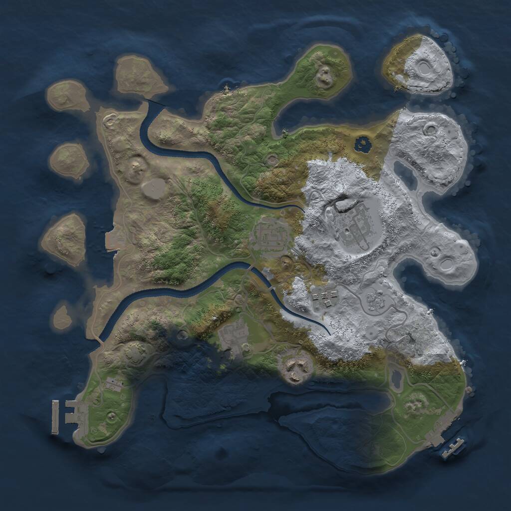Rust Map: Procedural Map, Size: 3000, Seed: 1357884348, 11 Monuments