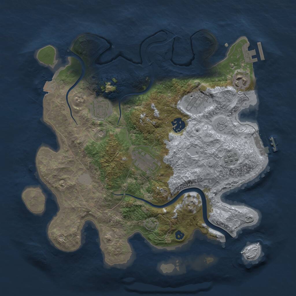 Rust Map: Procedural Map, Size: 3250, Seed: 1835141733, 12 Monuments