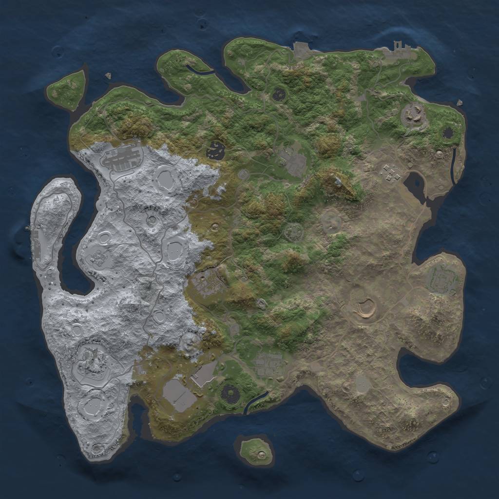 Rust Map: Procedural Map, Size: 3900, Seed: 74752763, 19 Monuments