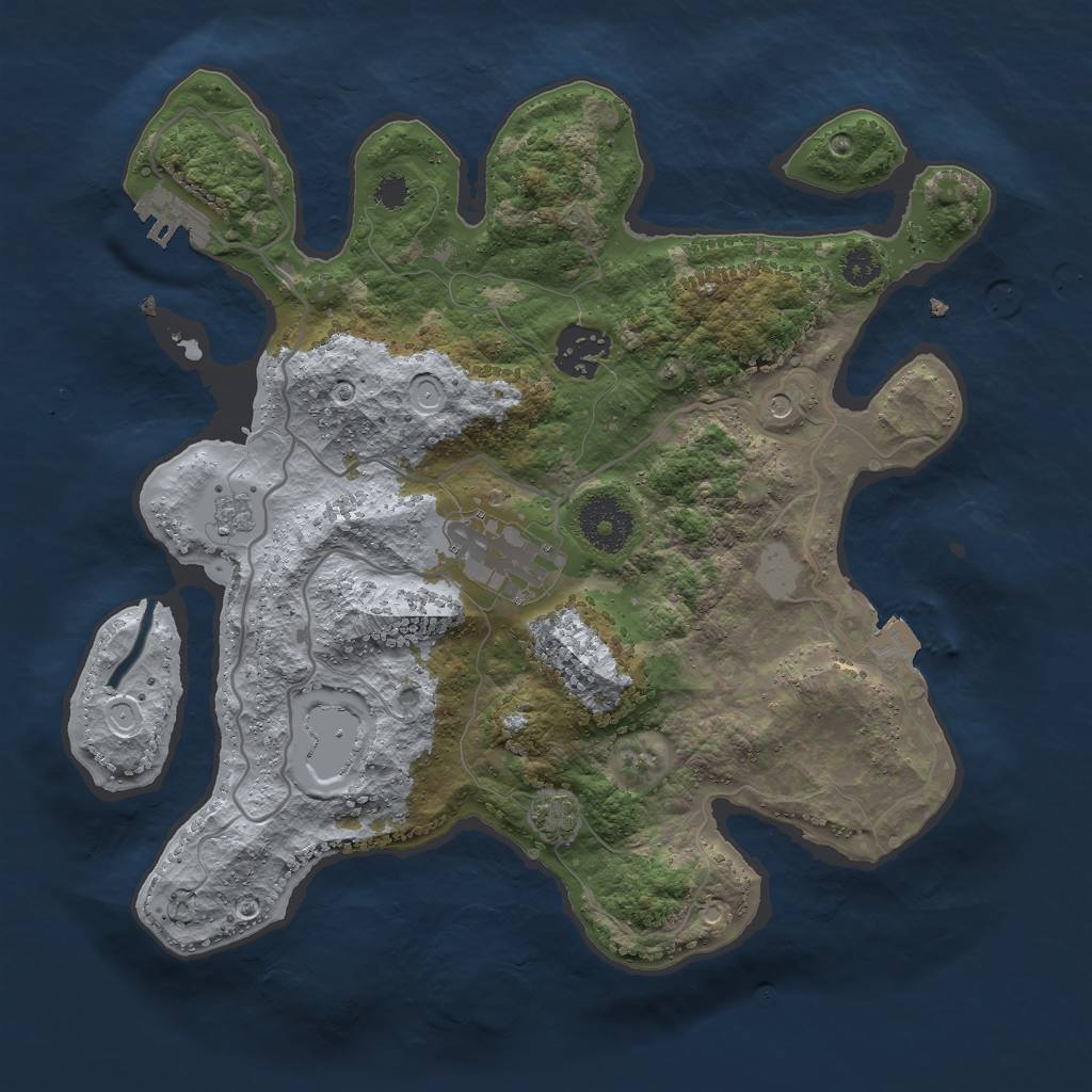 Rust Map: Procedural Map, Size: 3000, Seed: 29612, 9 Monuments