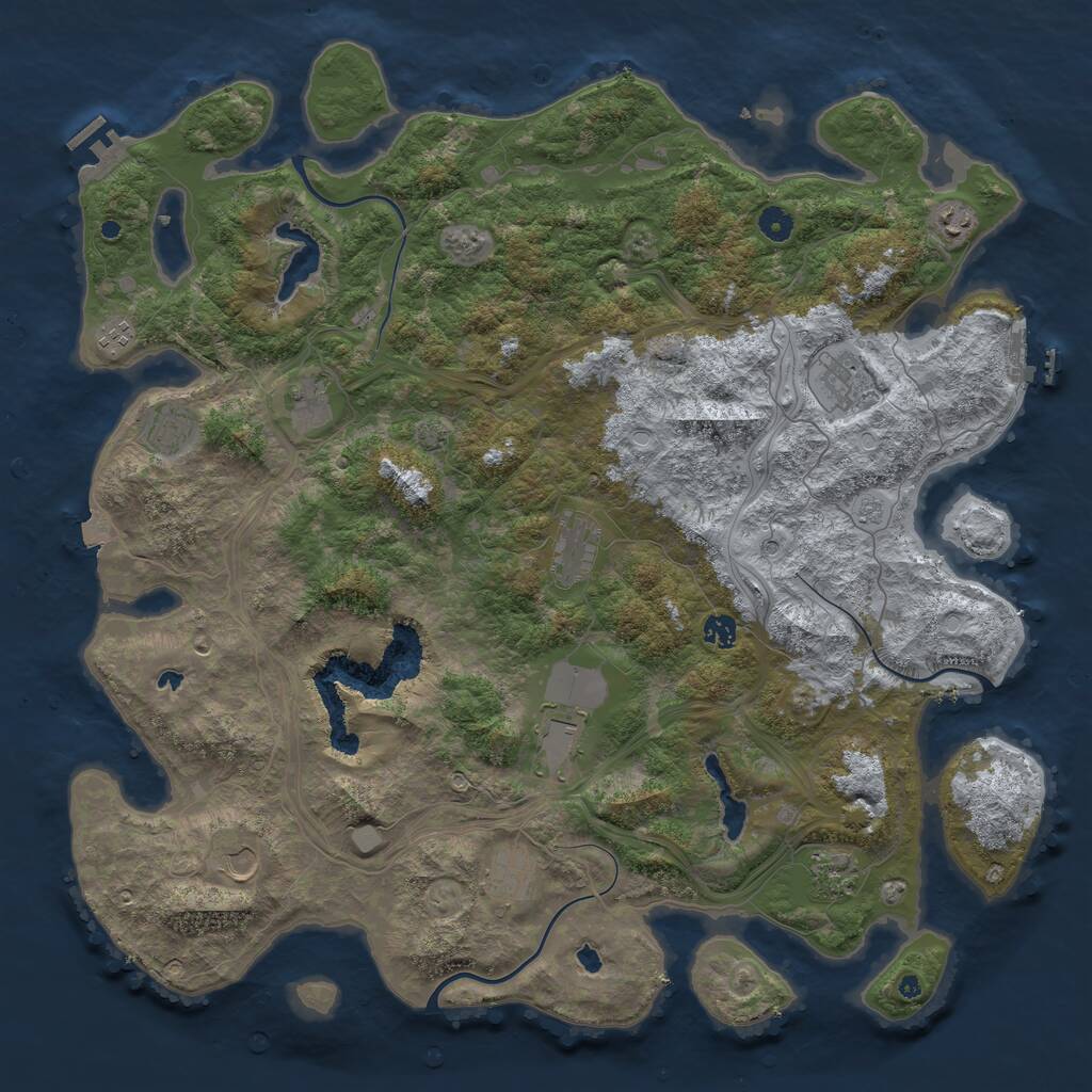 Rust Map: Procedural Map, Size: 4800, Seed: 910292874, 17 Monuments